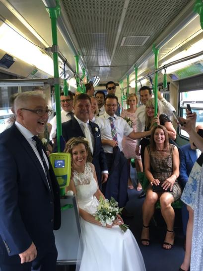 HylandSamuel's tweet photo. Travelling in style @demitris_feast to Glasshaus warehouse for reception #Congratulationsmr&mrskarabagias http://t.co/KGfjGBRhps