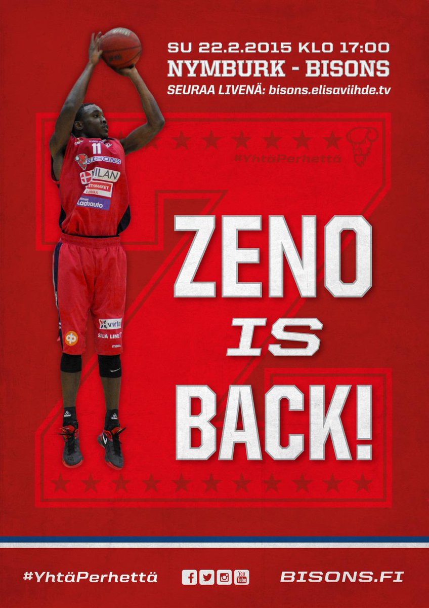 MT <a href="/Biisonit/">BISONS</a>: GAMEDAY <a href="/CEZNymburk/">CEZ Nymburk</a> - <a href="/Biisonit/">BISONS</a> klo 17:00 LIVE: bisons.elisaviihde.tv   #ElisaViihde #Biisonit #VTBfi