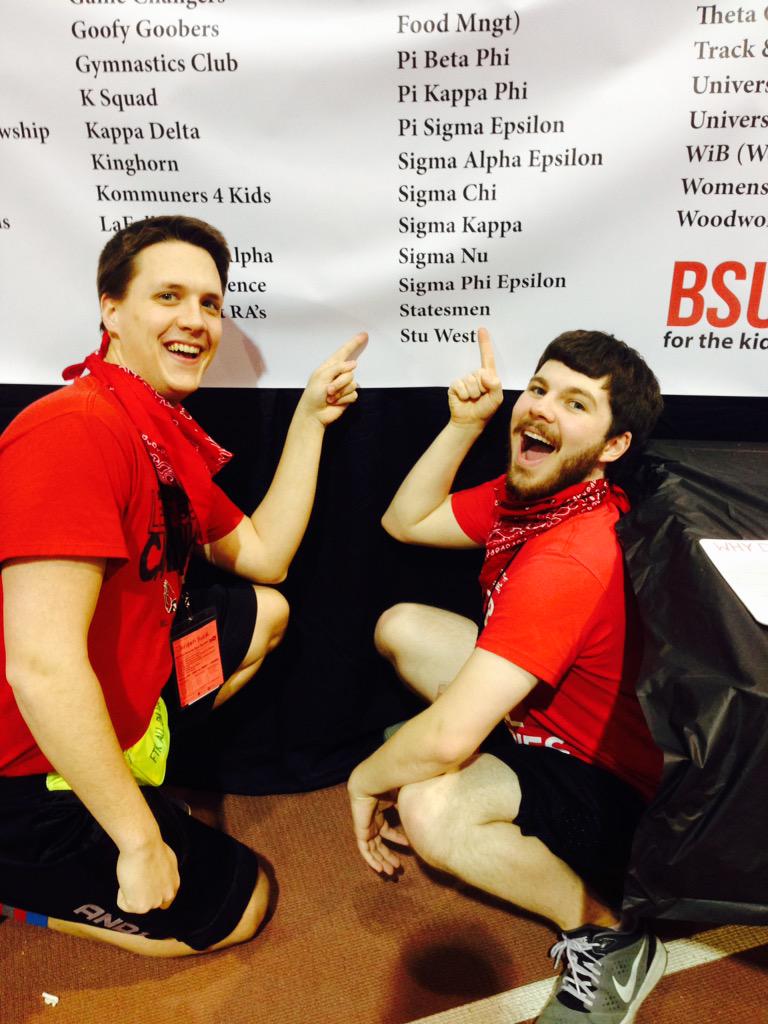 BSUStatesmen's tweet photo. We got our name on a banner! That's so legit! #BSUDM15 http://t.co/b2iOVeorLg
