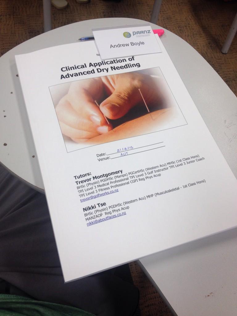 Fantastic course by Trevor Montgomery and PAANZ. Very impressed. Any volunteers for a novice Dry Needler? 😳😁