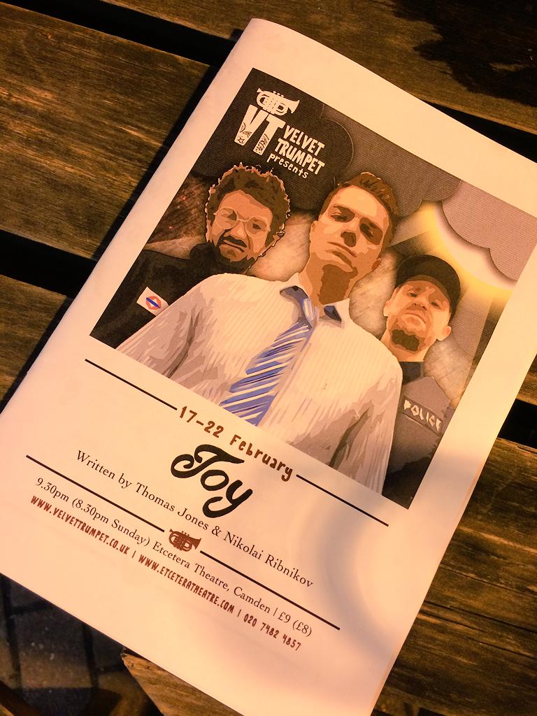 tomwoodward80's tweet photo. Great stuff as per from the @velvettrumpet boys last night. @EtceteraTheatre #joyVT http://t.co/ukOEQc93Kn