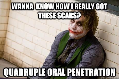 Bailey_J_Hall's tweet photo. @sethsentry interesting fact a zipper dooper is how the joker got those scars http://t.co/9cwUEmwmbU