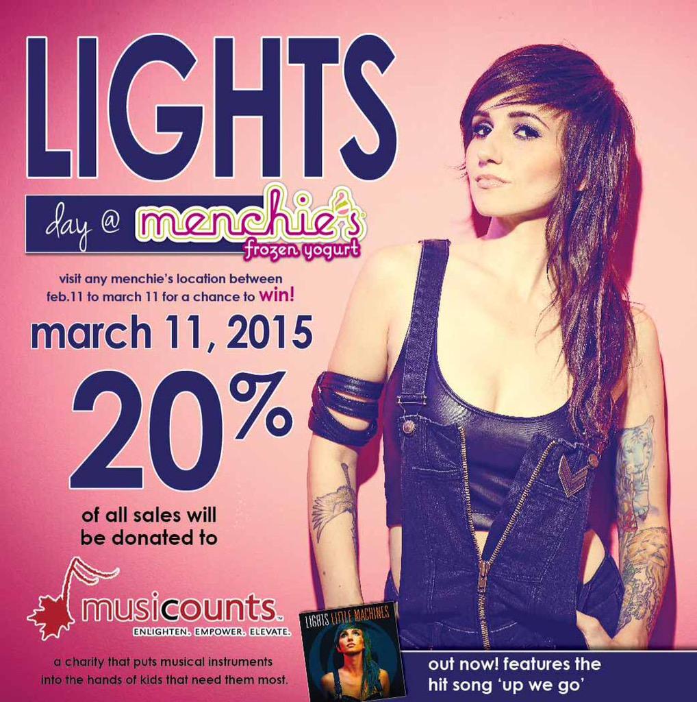 strutent's tweet photo. Buy @Lights' new flavour #UpWeDough @Menchies_CA this month to #win! On Mar 11, 20% of proceeds go to @MusiCounts! http://t.co/3MqCBleUkw
