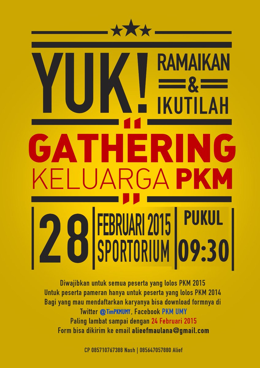 Silahkan bagi yang lolos PKM <a href="/UMYogya/">UMY</a> <a href="/komunikasiumy/">Ilmu Komunikasi UMY</a> @anakUMY <a href="/HMSUMY/">Teknik Sipil UMY</a> <a href="/komahiumy/">Komahi UMY</a> <a href="/bemfkikumy/">BEM KM FKIK UMY</a> <a href="/kedokteranumy/">FKIK UMY</a>