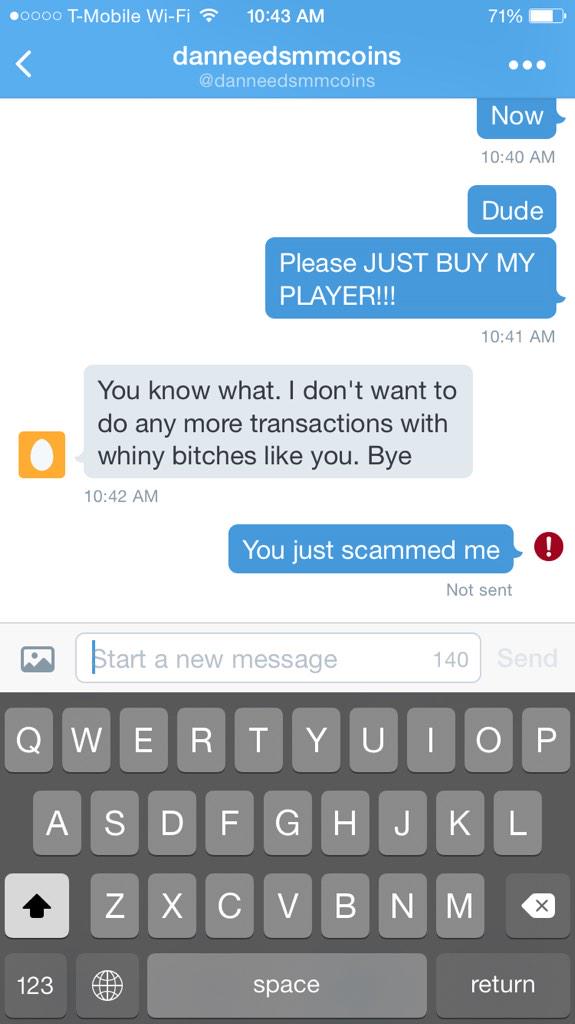 Coolmark482's tweet image. Don't trust @maddenmcoins3 @danneedsmmcoins and @MMobileMoney!! They work together to scam everyone! RT for everyone!