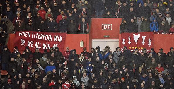 When Liverpool win, we all win. Banner in the traveling Kop today at St Mary's. #LFC #SOULIV
