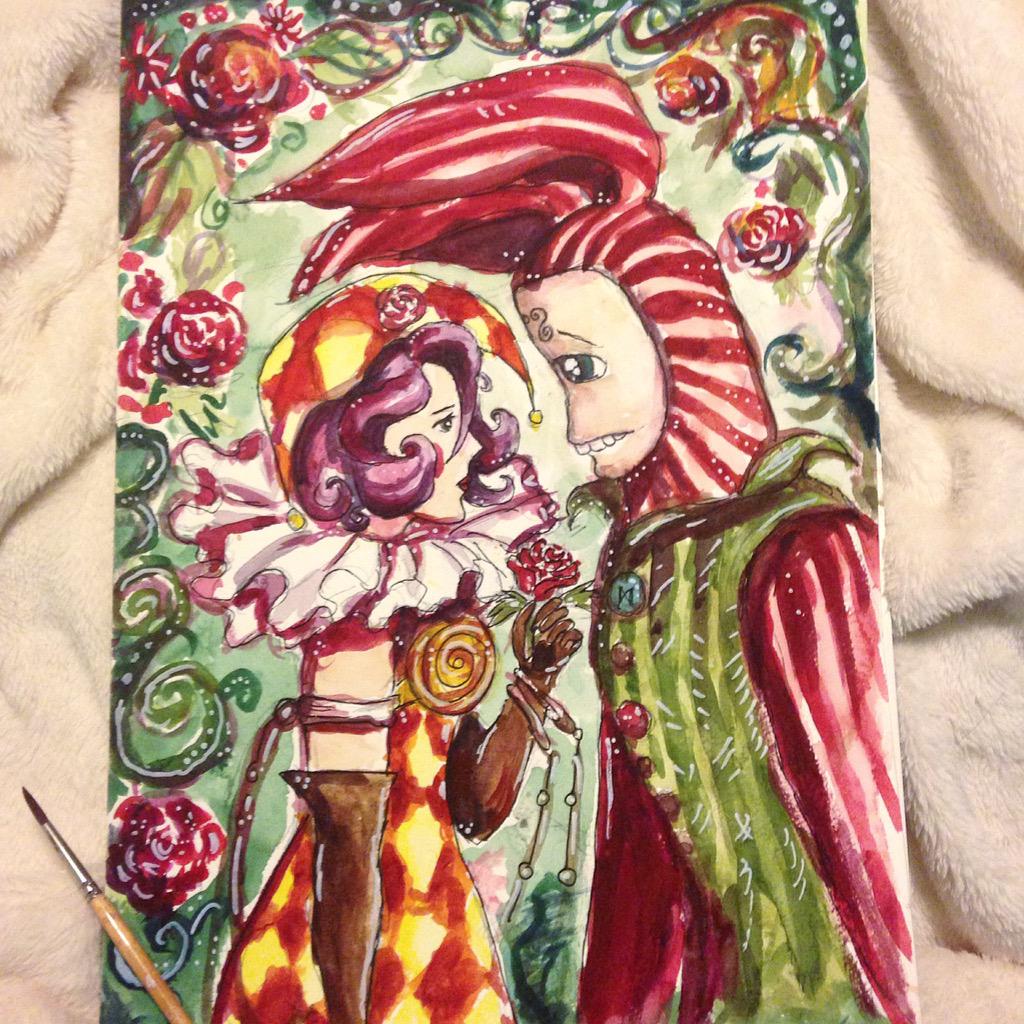 Seawhisped's tweet photo. "If only you knew."🌹#Osmundthedustbunny#beautyandthebeast#dustbunny#FollyoftheWiseart#watercolor#rose#jester#painting http://t.co/Z4DC5e0xUF