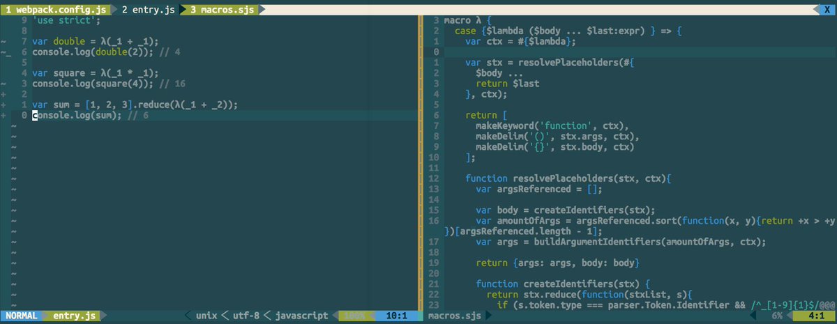 passy's tweet photo. Playing around with #SweetJS. How much difference a bit of syntactic sugar can make. Next goal: Haskell-like do. http://t.co/cp3bHb7wTE