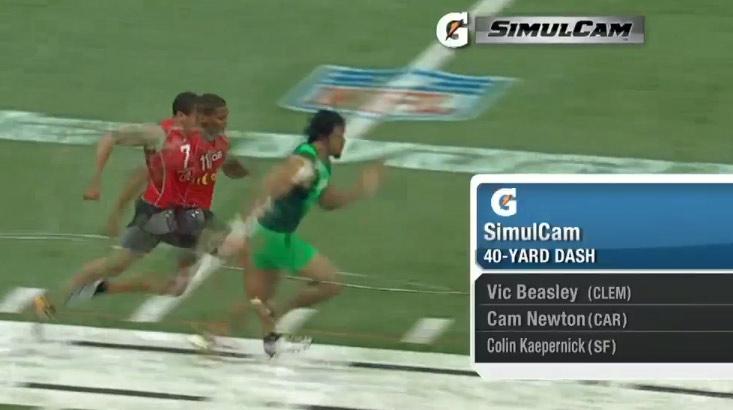 Clemson Highlights (@clemsonrt) on Twitter photo Vic Beasley vs. <a href="/CameronNewton/">Cam Newton</a> vs. <a href="/Kaepernick7/">Colin Kaepernick</a> 
40-Yard Faceoff.
Yeah. He's THAT fast.
WATCH at.nfl.com/F9w3zlm Vic Beasley vs. <a href="/CameronNewton/">Cam Newton</a> vs. <a href="/Kaepernick7/">Colin Kaepernick</a> 
40-Yard Faceoff.
Yeah. He's THAT fast.
WATCH at.nfl.com/F9w3zlm