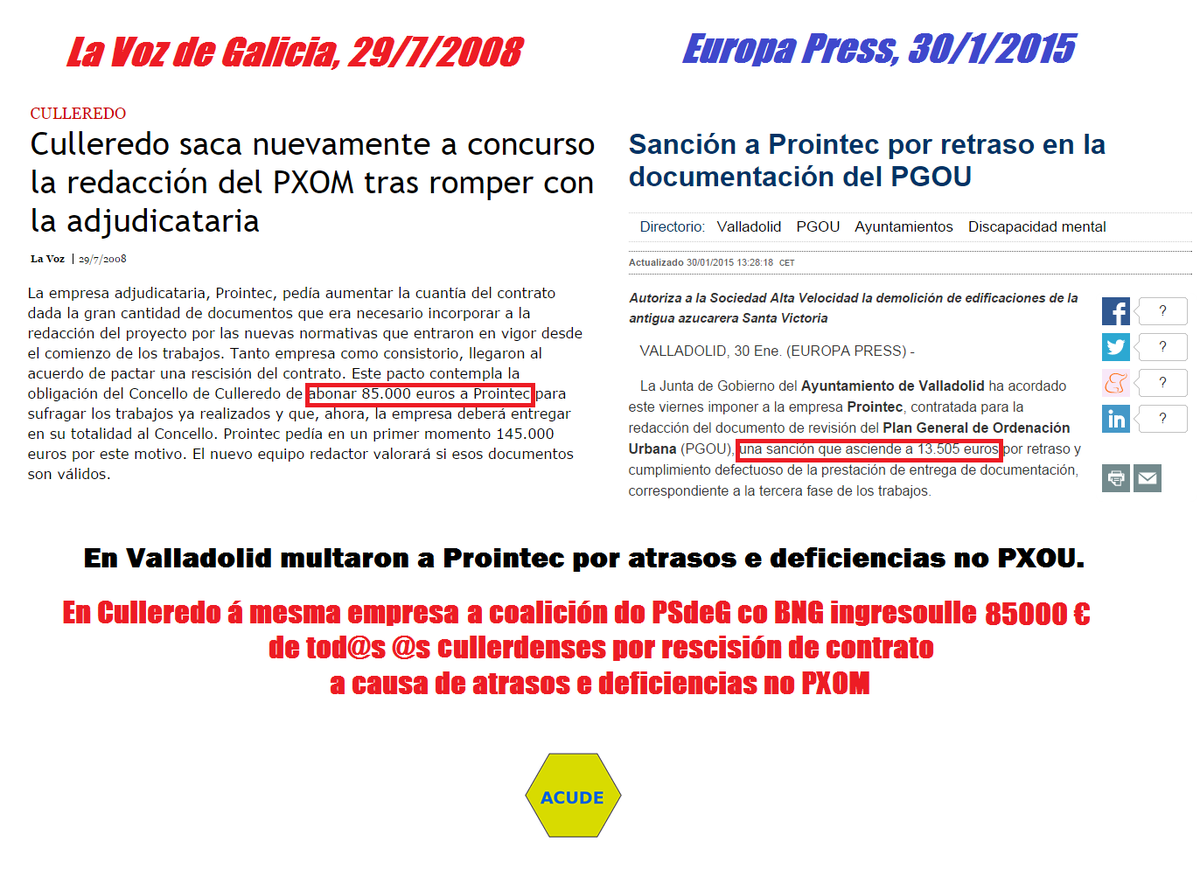 ACUDECulleredo's tweet photo. En #Culleredo #Prointec levou 85000€ de #fondos #públicos. En #Valladolid, levou unha #multa http://t.co/vul1uwFDSU