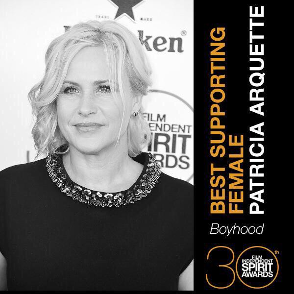 Congrats to <a href="/PattyArquette/">Patricia Arquette</a> for her <a href="/filmindependent/">Film Independent</a> #SpiritAward for Best Supporting Actress!