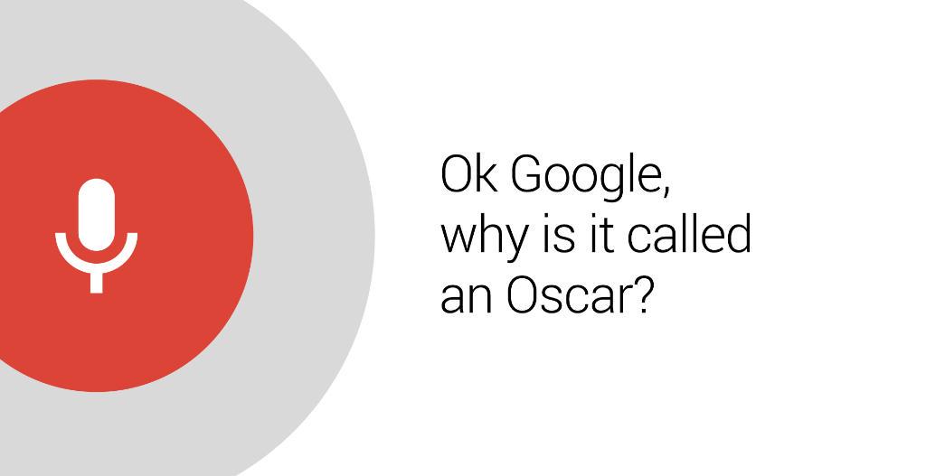Google's tweet image. Worth its weight in gold. All 8.5 pounds of it. #Oscars #OkGoogle g.co/googleapp