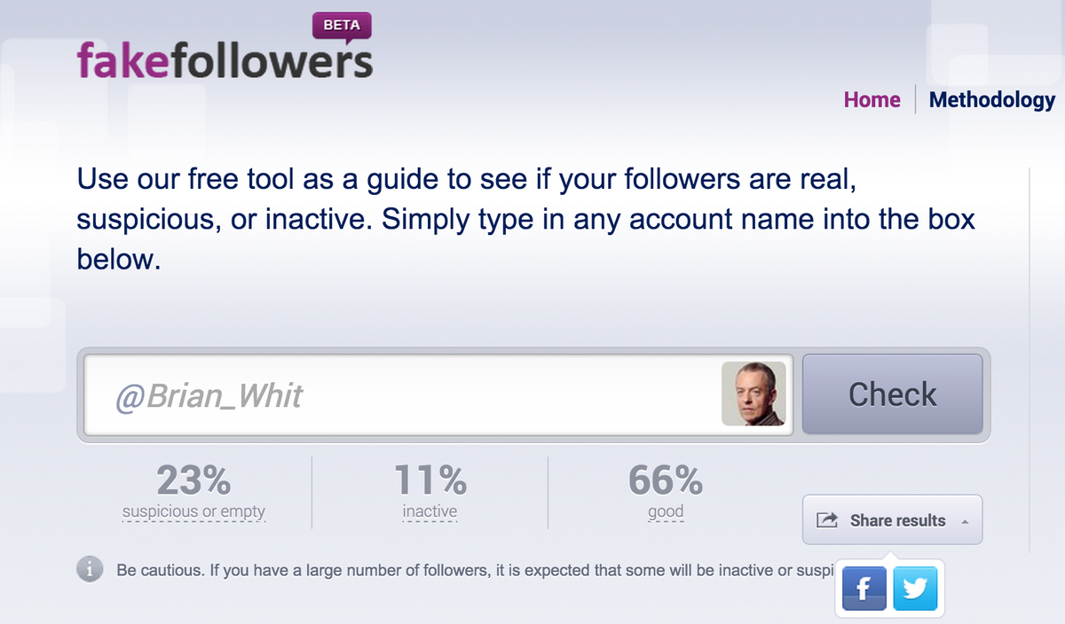 Media_intel's tweet photo. 23% of @Brian_Whit Followers are Fake! Check another Profile with Socialbakers!  http://t.co/FYGvyWBDZx @socialbakers http://t.co/bBfAAUJxiY