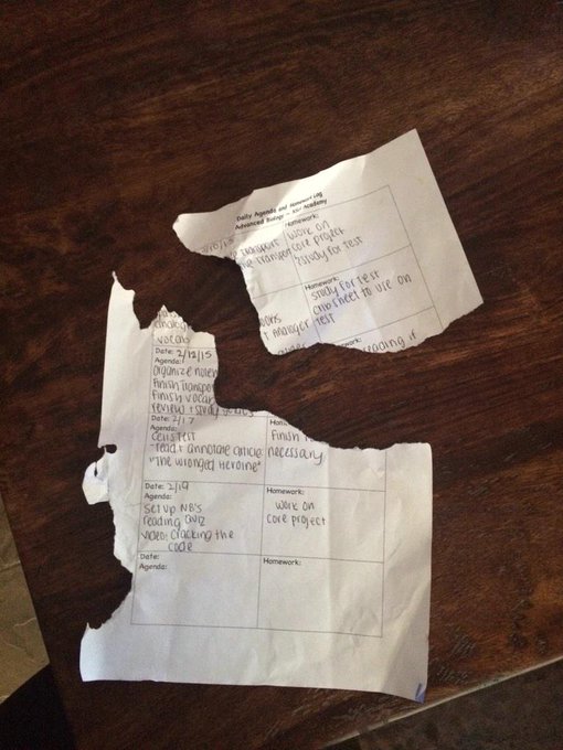 when your dog literally eats your homework ☺️ http://t.co/PCtvAm5j41