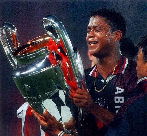 90sfootball's tweet photo. An emotional Patrick Kluivert with the European Cup, 1995. http://t.co/IOpnnYzVDS
