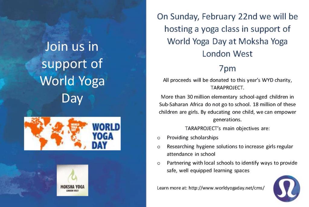ModoYogaLdn's tweet photo. Help us raise $ for this #awesome charity! #TaraProject #WorldYogaDay #donate #only$5! #Karma #MokshaYoga #ldnont http://t.co/4SwuJuiT33