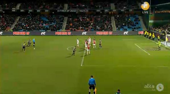 Hasani hit the post on this free kick Hasani hit the post on this free kick