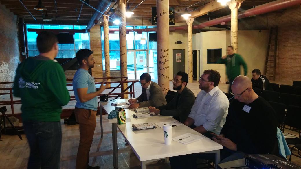 FinTExChicago's tweet photo. Getting ready to judge the #FinTech #startup #ideas! @pointsnfigures @pouyahmadi @Jump_Capital @jheyse #SWCHIFIN http://t.co/XlpwrxTOh9