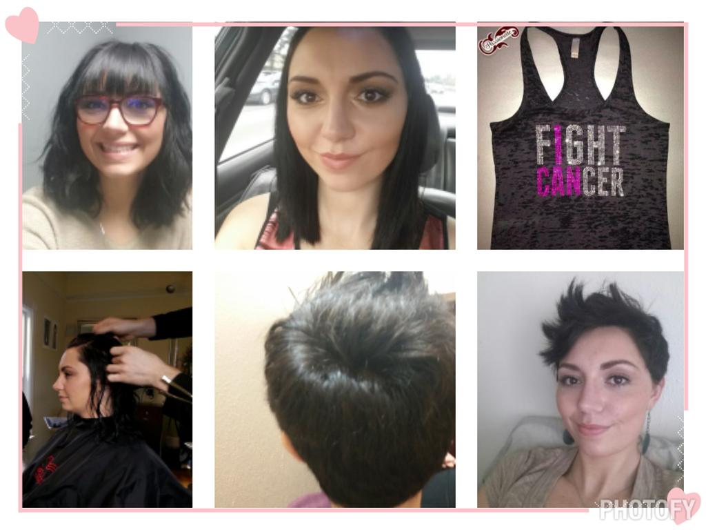 AshleyWilhelm2's tweet photo. After weeks of hair falling out little by little I decided to cut it! #kickass #cancersucks #beatcancer http://t.co/OElTiSgvZe