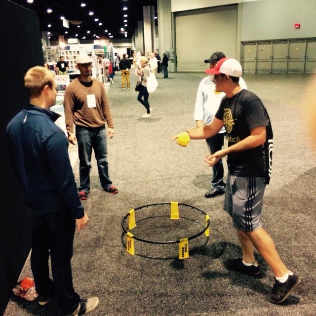 Spikeball's tweet photo. @ChicoSpikeball showing 'em how it's done at @CAMEXShow #CAMEX2015 #camexshow #college #ncaa #Spikeball http://t.co/teGXsfTllr