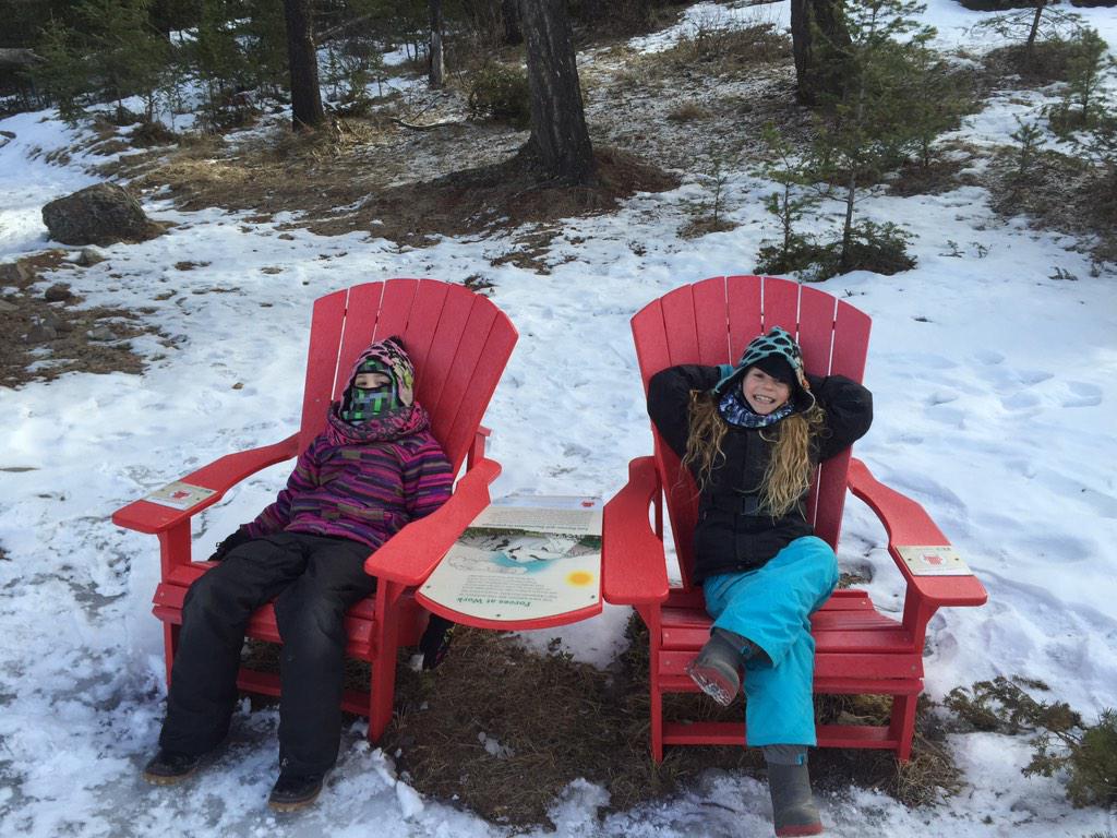 jasper national park on twitter way to go girls red chairs on the