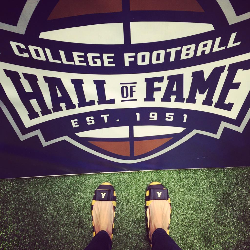 ShopAppState's tweet photo. Representing #AppState with our @LillybeeU flats at the College Football Hall of Fame last night. http://t.co/bXPPhBRYtm