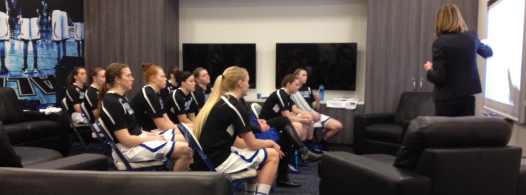 DrakeWBB's tweet photo. Ten minutes til game tip! Let's goooooo! #BeBlue #GoDrake #AllAboutThatDrake ππΆπβοΈ1β£ http://t.co/w5JdoEg4Pi