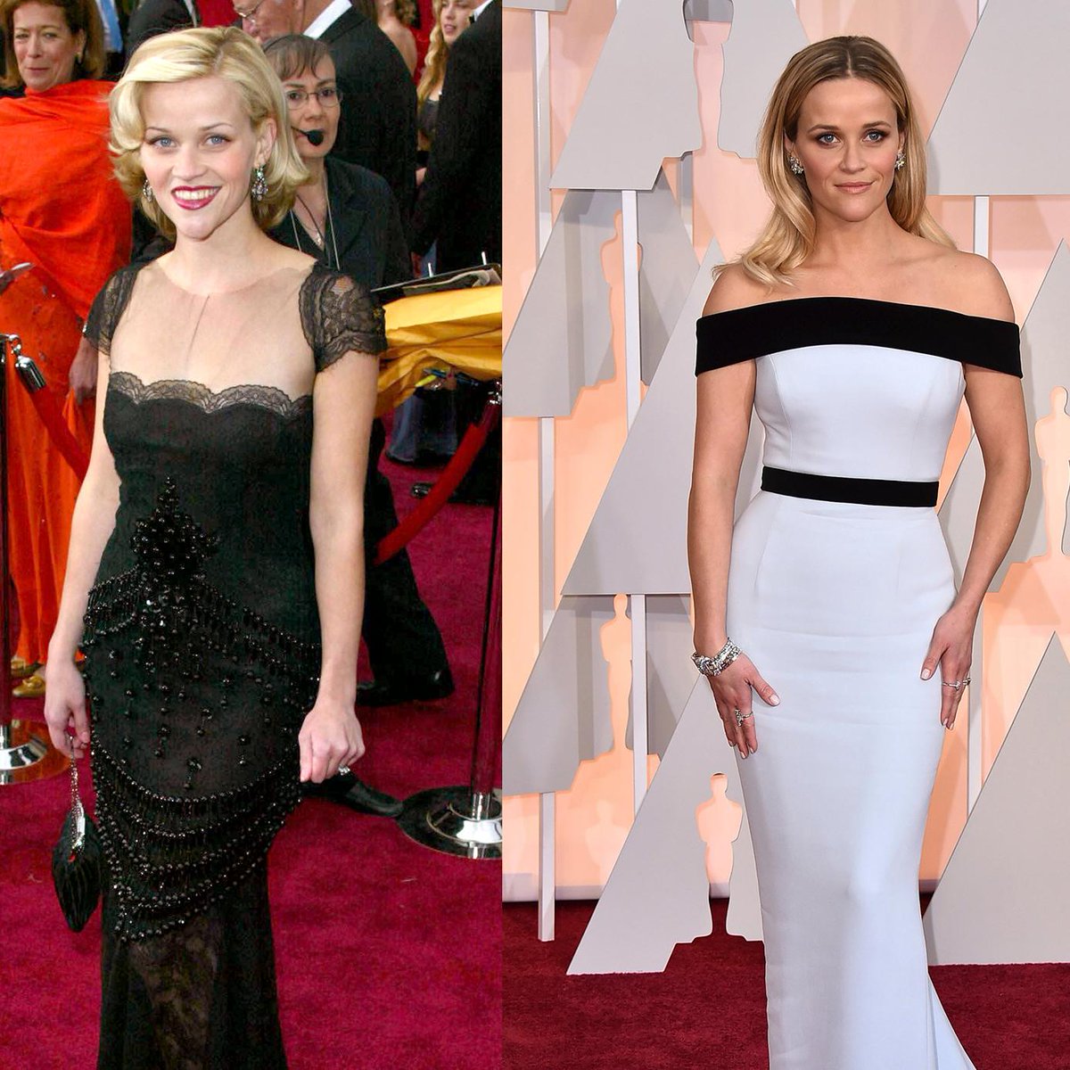Oscars then \u0026 now...Reese Witherspoon in 2002 \u0026 2015., image size:1200x1200