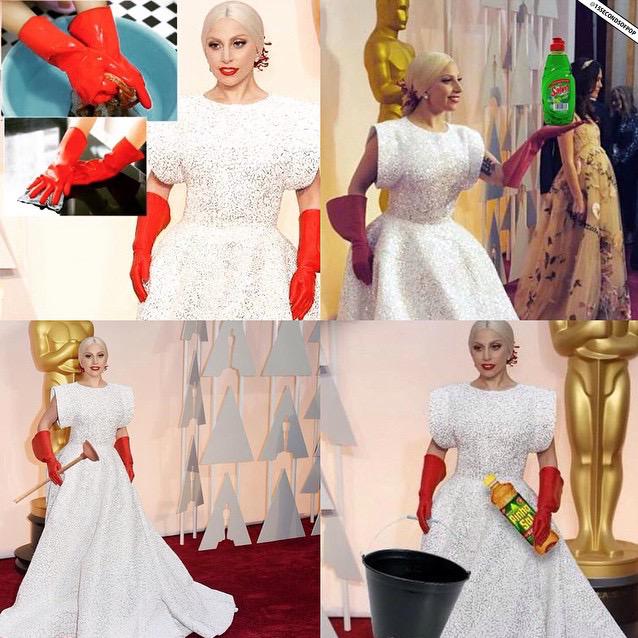 TheShadeRoom's tweet image. #DragSession : You know Twitter had 2 clown somebody tonight. They are dragging #LadyGaga 's red gloves! #Oscars2015