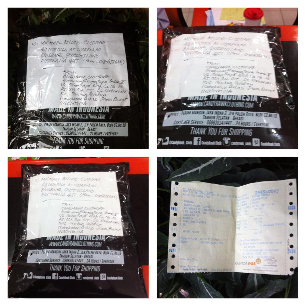 Thx buat Michael Bylund Customer kami dri Australia yg sdh brkenan membeli produk dri Indonesia #CandyRawkWorldWide