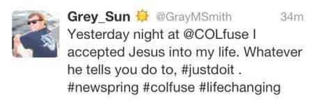 GrayMSmith's tweet photo. So this happened at @NewSpringFuse on 10/9/13 and I will never forget it. #BYSSIW #8MoreCampuses http://t.co/daGcasBHRJ