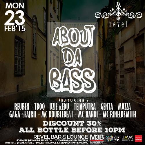 #Tonight Monday 23 feb'15 <a href="/Revel_Official/">Revel Bar & Lounge</a> "AboutDaBass" w/<a href="/Man3beatFam/">MAN3BEAT FAMILY</a> Disc 30% all bottle before 10pm <a href="/SeputarEvent/">IG : SeputarEvent</a>