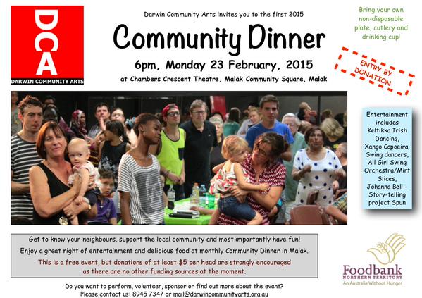 TopEndTweets's tweet photo. Lots of yummy food, awesome company & planned entertainment at the #DarwinCommunity #Dinner :) starting now! #TopEnd http://t.co/ooMb7qoV8Z