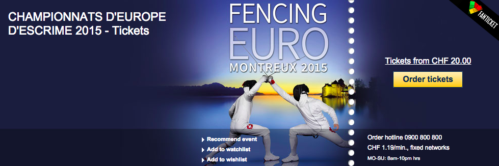 FIE_fencing's tweet photo. Tickets are available online for the @FencingEuro2015 5-11June http://t.co/7fReT6eGX7 Don't forget to #SaveYourPlace http://t.co/5BgJm0S8Ml