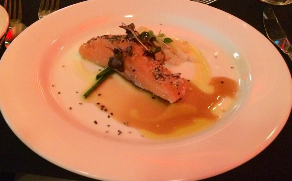 Fireflychef's tweet image. #chefconference #galadinner #twinwatersresort: Entree- Takati seared Ocean Trout, leek &amp;amp; potato fondue, Abalone jus