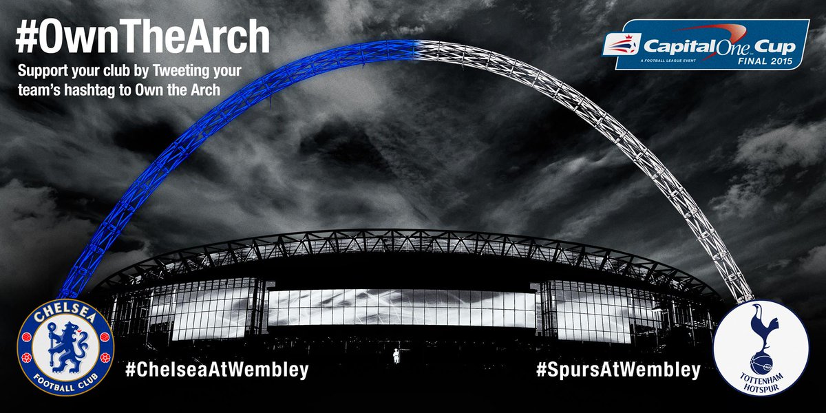 Carabao Cup (@carabao_cup) on Twitter photo #OwnTheArch: <a href="/ChelseaFC/">Chelsea FC</a> & <a href="/SpursOfficial/">Tottenham Hotspur</a> fans given chance to turn <a href="/wembleystadium/">Wembley Stadium</a> arch blue or white in Twitter vote #OwnTheArch: <a href="/ChelseaFC/">Chelsea FC</a> & <a href="/SpursOfficial/">Tottenham Hotspur</a> fans given chance to turn <a href="/wembleystadium/">Wembley Stadium</a> arch blue or white in Twitter vote