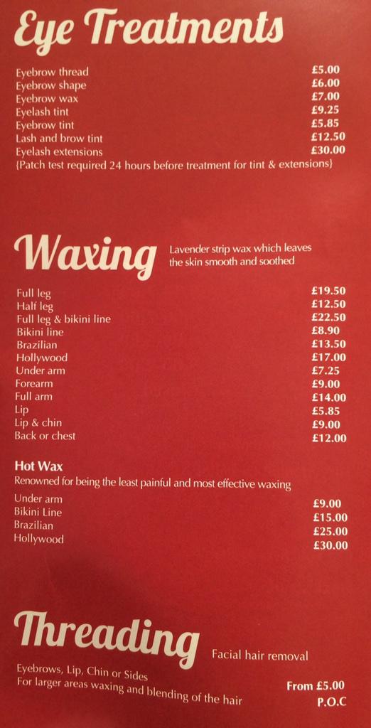 BeautyCareSheff's tweet photo. Prices List 2015 http://t.co/0kma3MTNvA