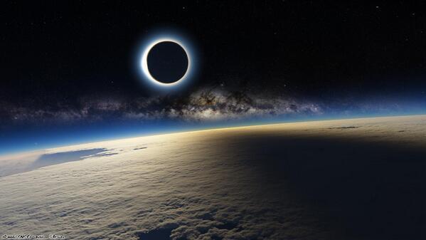 supernaturepics's tweet image. A solar eclipse, viewed from the I.S.S.
