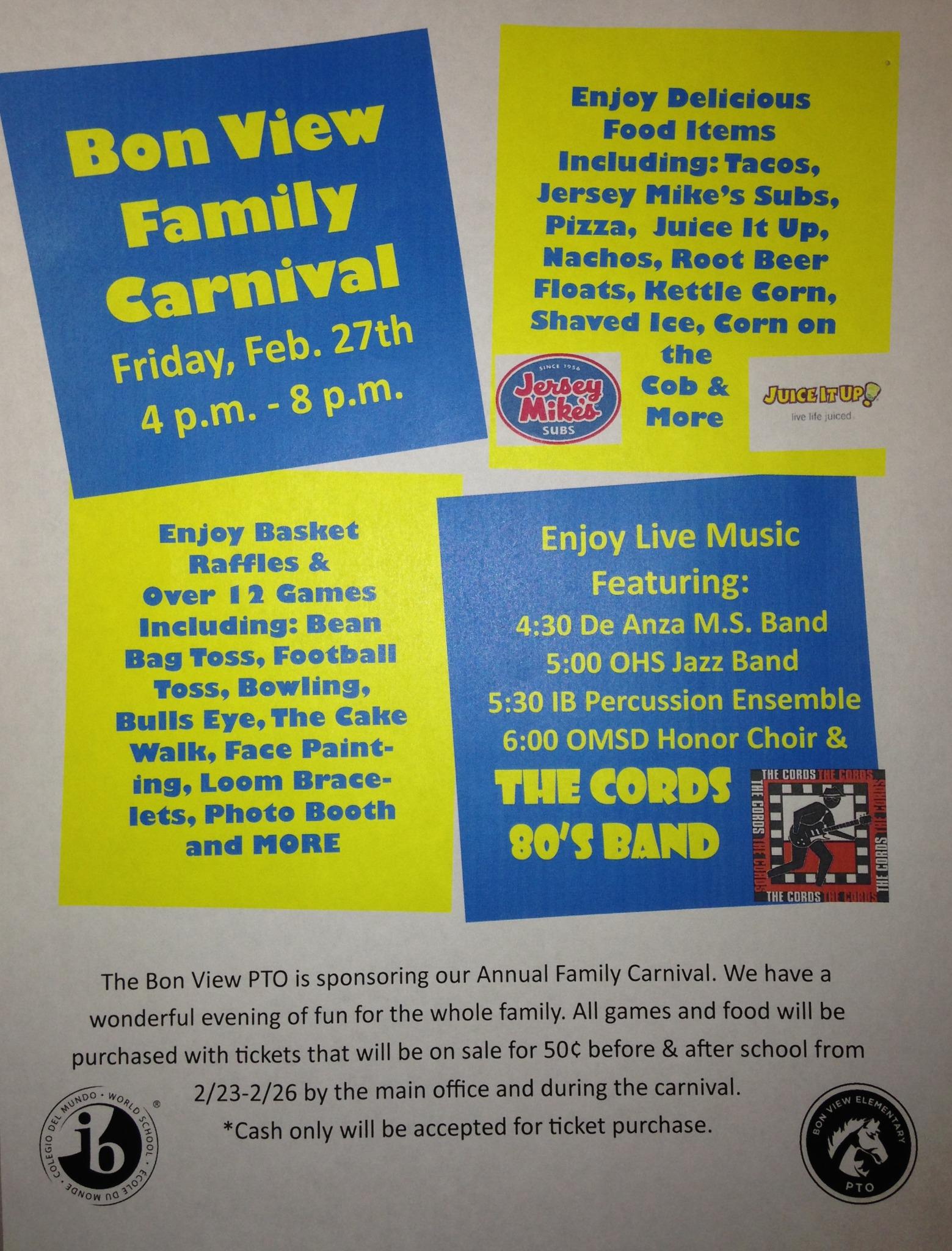 Bon View Elementary on Twitter "The Bon View Family Carnival will be