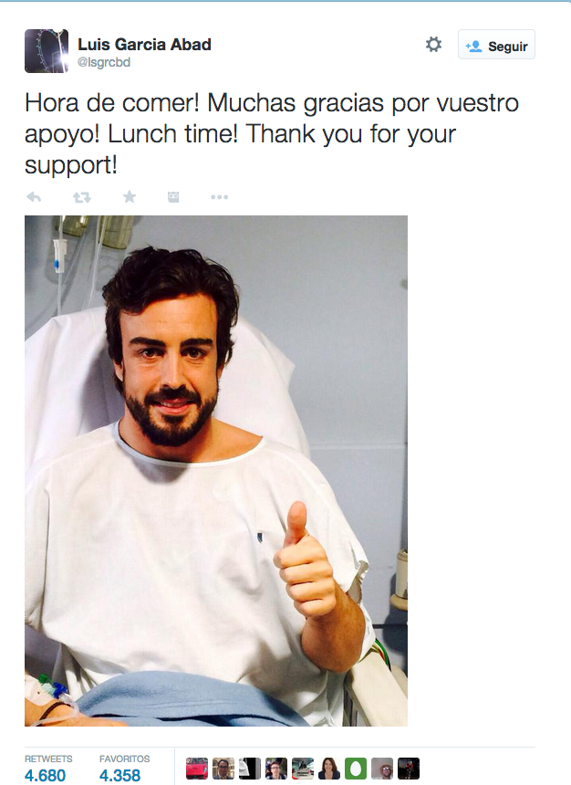 la_informacion's tweet photo. Alonso sigue haciéndose pruebas en el hospital y McLaren confirma que no hubo fallo  http://t.co/5uP7zH0831 http://t.co/nGpKiYVo7v