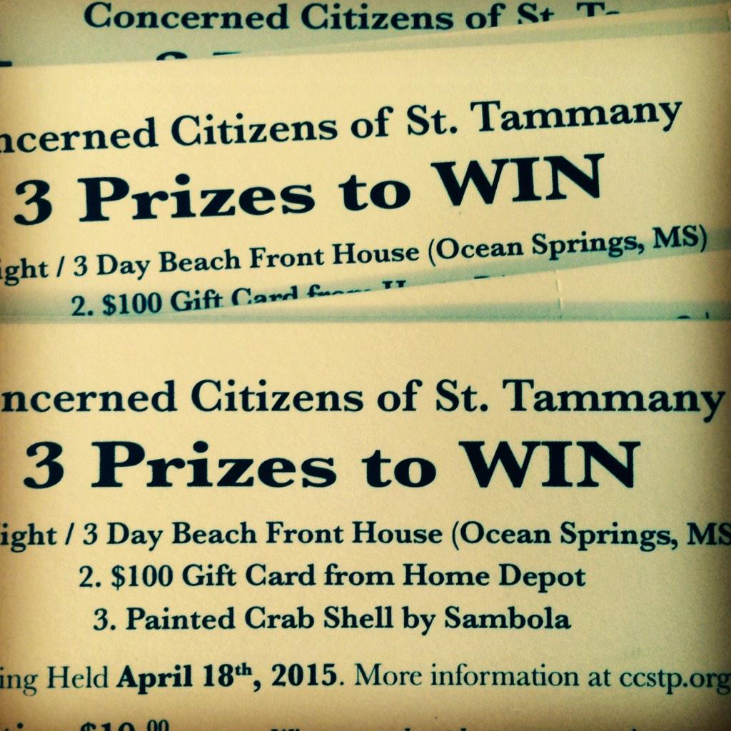 CCSTPorg's tweet photo. Concerned Citizens of St. Tammany is holding a raffle to help fund our legal battle to aid #individualsoverindustry http://t.co/8JbIFnNHYh