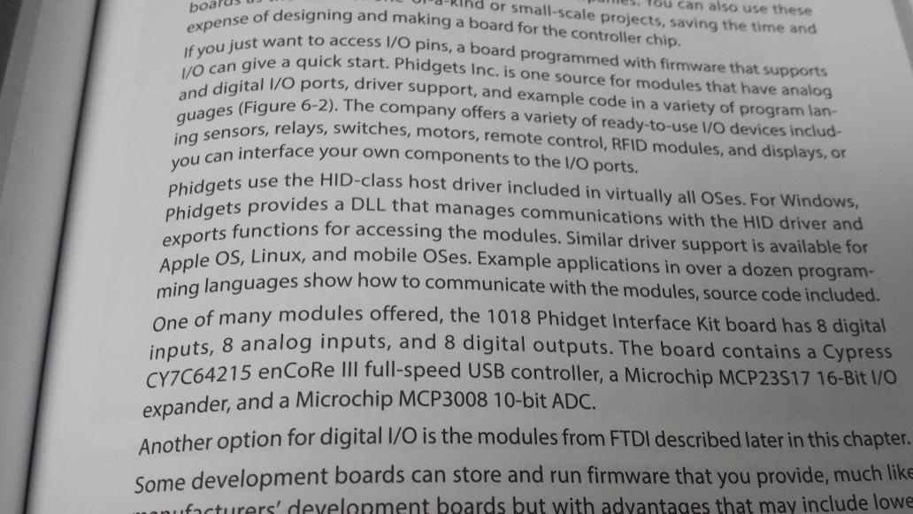 Read about Phidgets and other USB development in USB Complete by <a href="/JanAxelson/">Jan Axelson</a>
