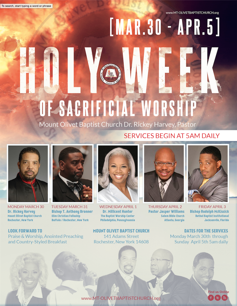 MountOlivetBC's tweet photo. #holyweekrochester #mountolivetbaptistchurch #7young+7seasoned #2churches1location #holyweekofsacrificialworship http://t.co/ffDuLygmzl