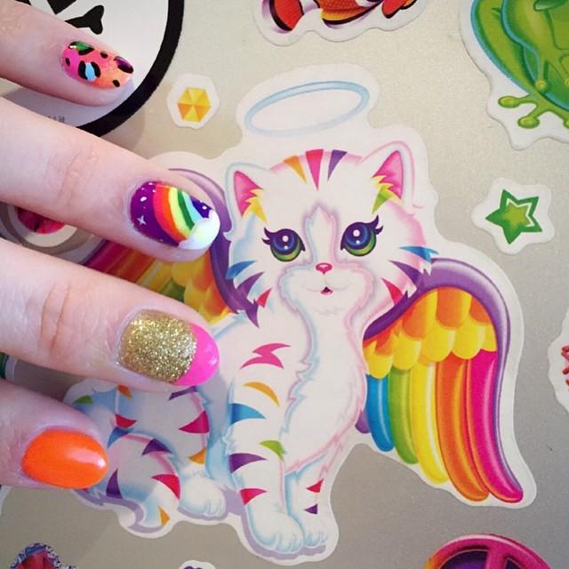 stephstonenails matching with her Lisa Frank stickers! So adorable 😍💅😍 SHOPJEEN.com