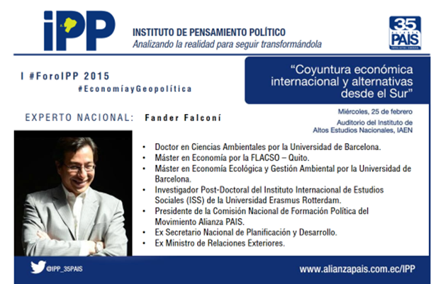 IPP_EcuadorRC's tweet photo. #ForoIPP sobre Economía y Geopolítica. Cierra el evento @fanderfalconi, en @IAENEDU. Sígalo: http://t.co/FrmtVcZnNu http://t.co/CaxB3Gmwqc