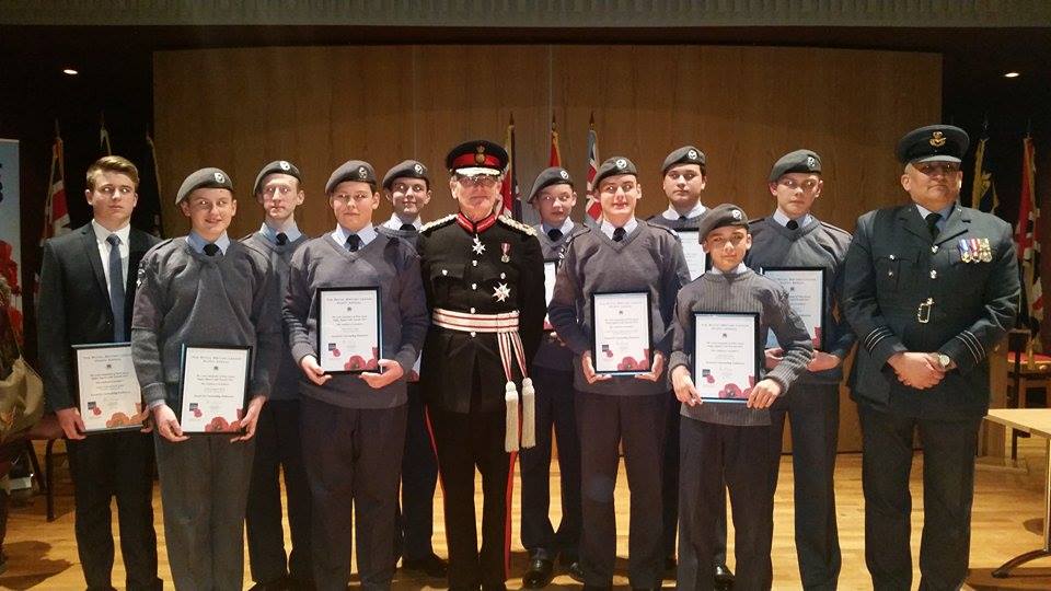 10 Cadets from <a href="/88_battle/">88 (Battle) Squadron</a> Sqn receiving Lord Lieutenant Certificates, between them spending 235 hrs Poppy Collecting