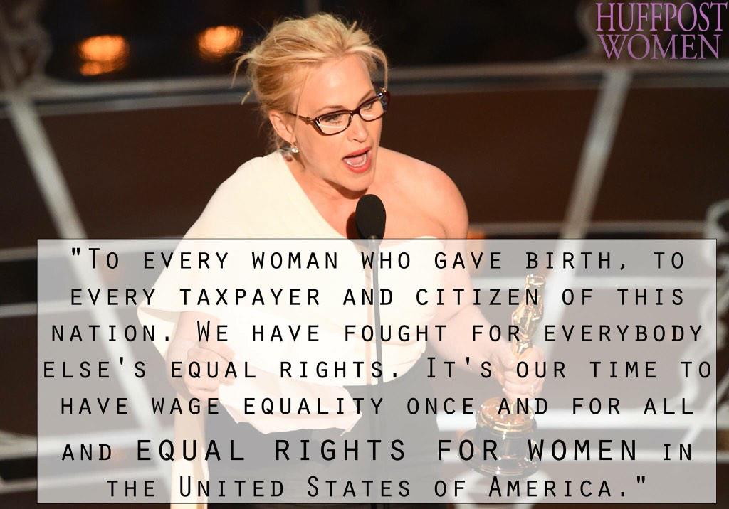 #Oscars appel à l'égalité de @PattyArquette #FeministPower