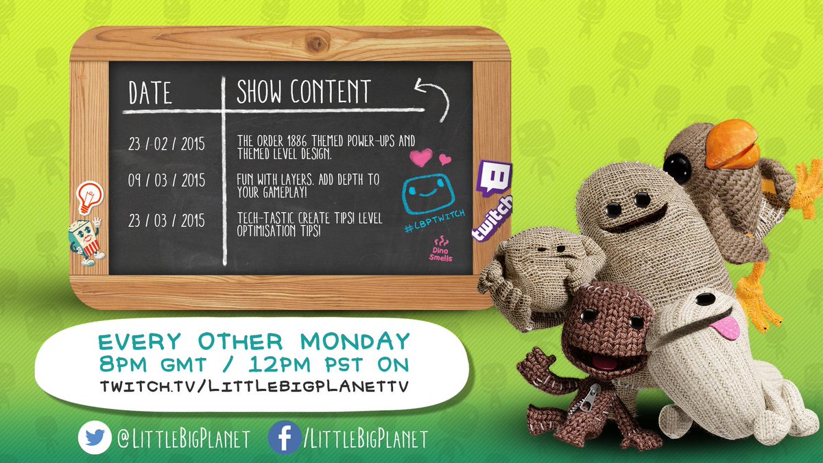 LittleBigPlanet's tweet photo. Join our LittleBigPlanet Livestream in one hour for @TheOrder1886
themed Power-ups &amp; Creation!
http://t.co/gYzaHic5eG http://t.co/9UrwJHg35m