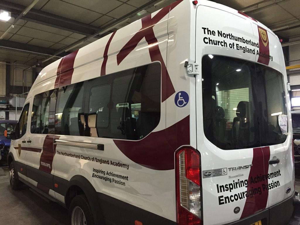 MidlandsSigns's tweet photo. 2 x mini busses complete today for the Northumberland church http://t.co/qXXe56WNvk