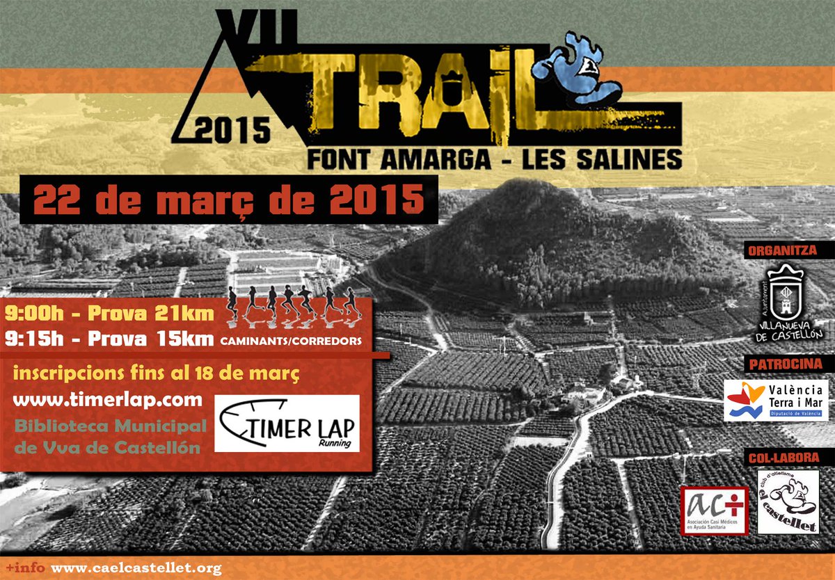 CA_ELCASTELLET's tweet photo. Un mes per VII Trail Font Amarga - Les Salines!!! @CdMSpain @RUNNING_CV @GentdeCastello @GMECastello http://t.co/Gc4WeKq9HZ